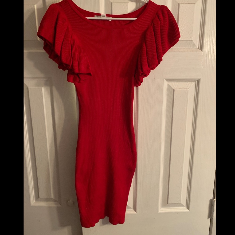 Red stretchy bodycon dress